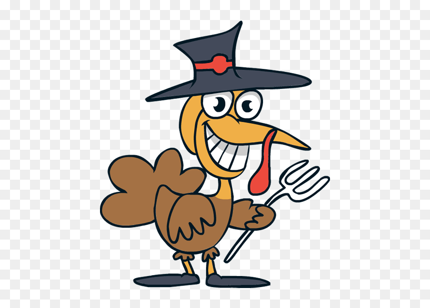 Turkey With Fork Clipart, HD Png Download - thanksgiving hat png