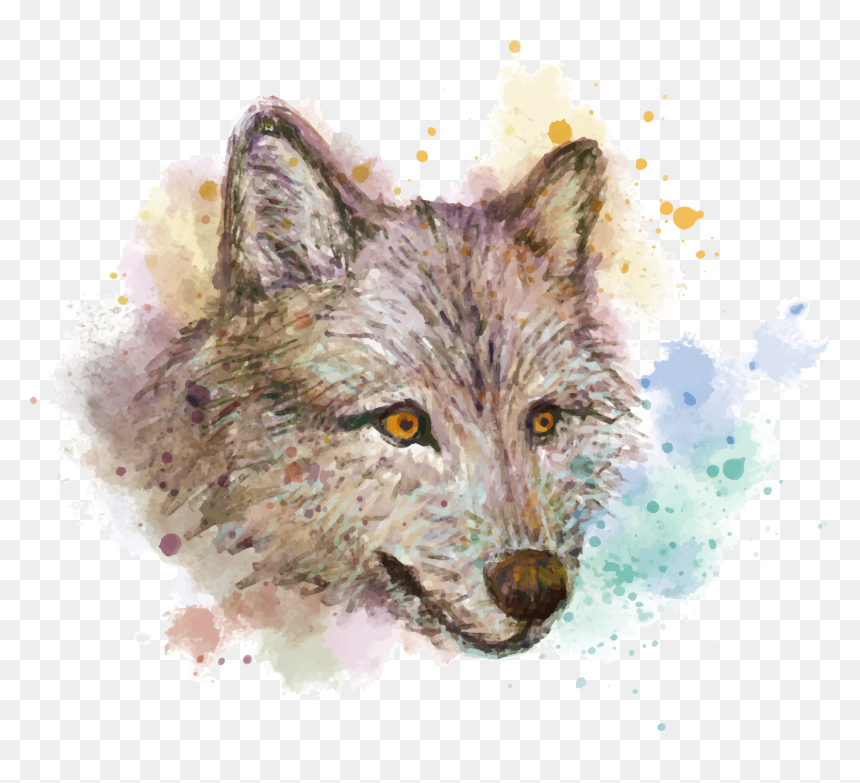 Watercolor Background Wolf, HD Png Download - wolf head silhouette png