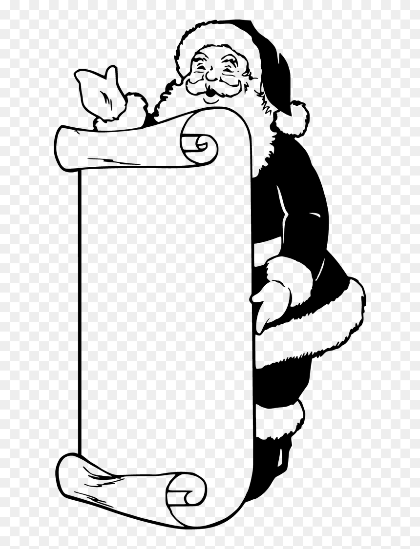 Santa Claus Clip Art Black And White, HD Png Download - black scroll png