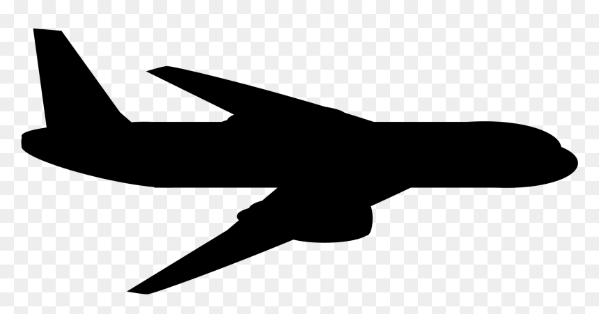 Airplane Side View Silhouette, HD Png Download - black airplane png