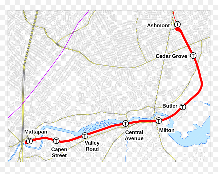Mattapan Ashmont Trolley Map, HD Png Download - speed line png