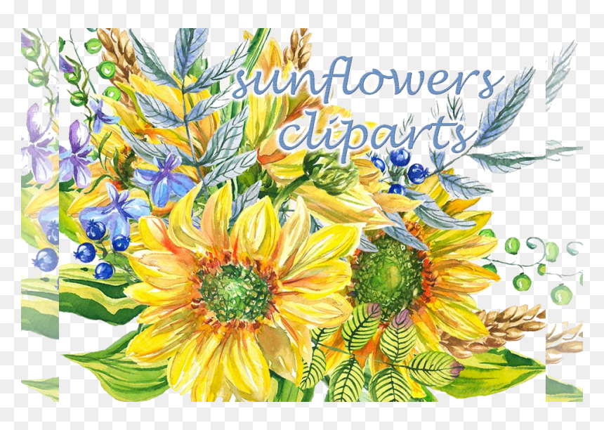 Sunflower Clip Art, HD Png Download - watercolor plant png