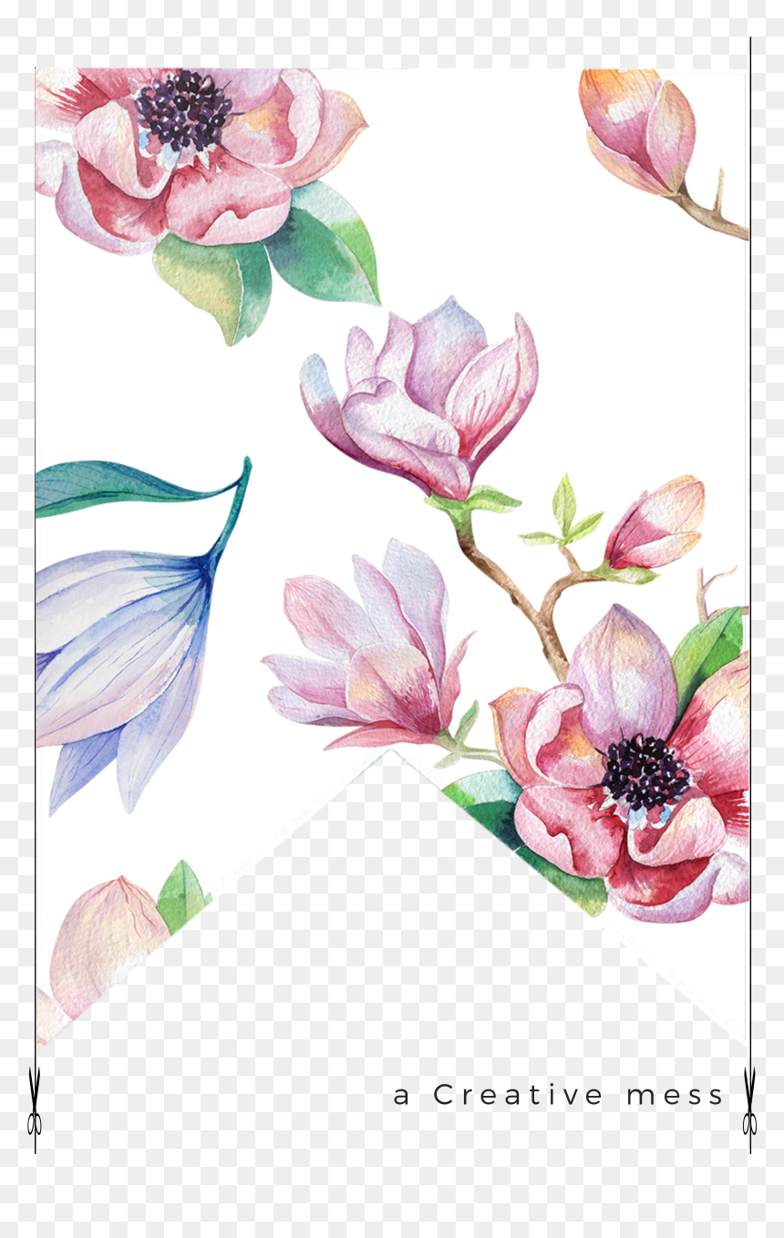 Free Floral Bunting Template, HD Png Download - hello spring png