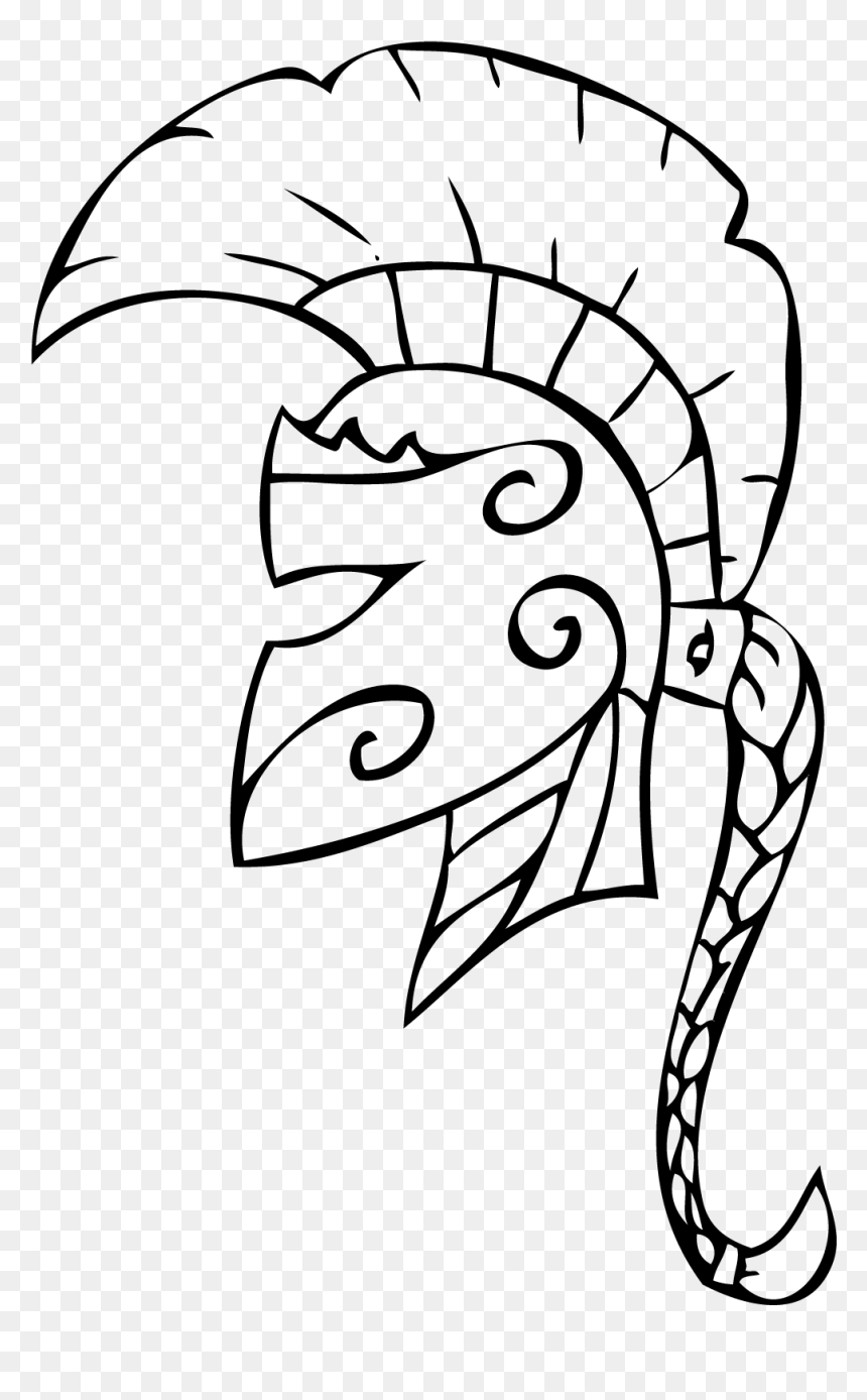 Line Art, HD Png Download - warrior helmet png