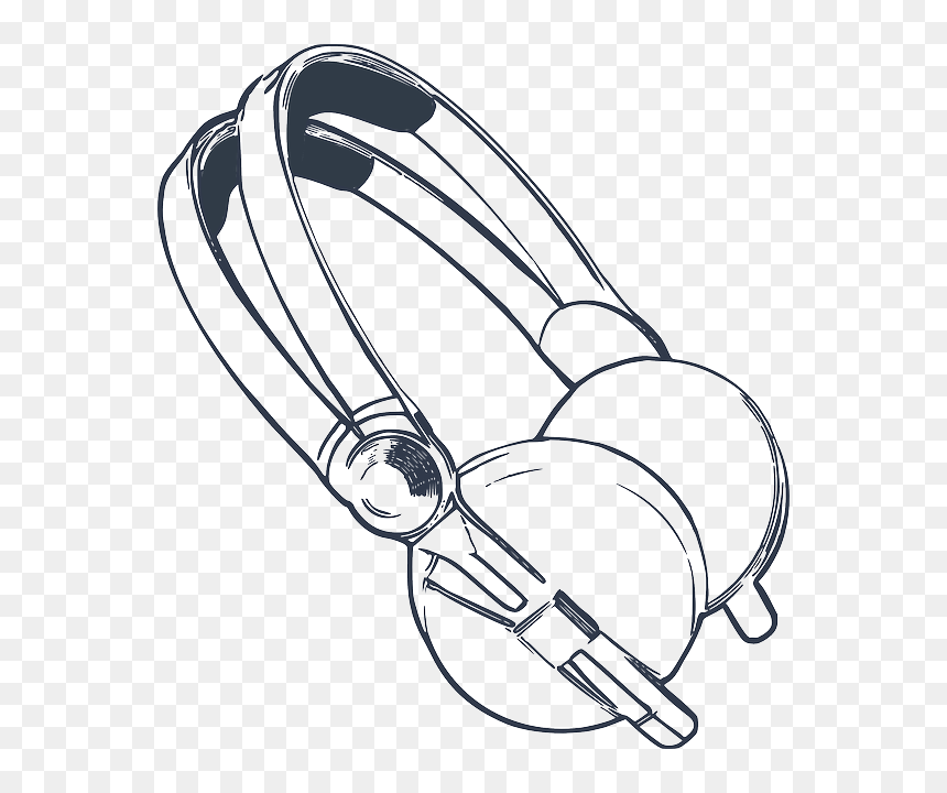 Head Phones Black And White, HD Png Download - computer outline png