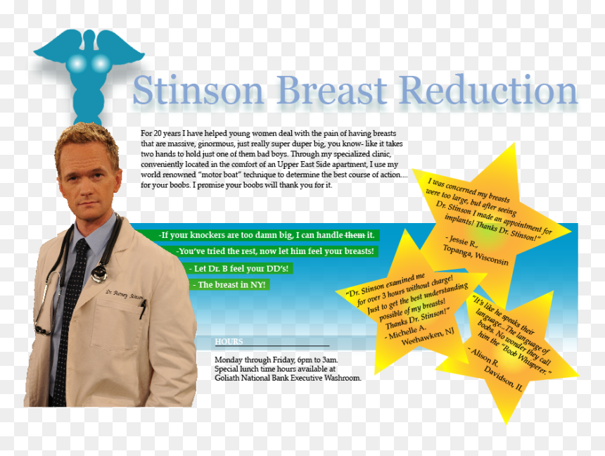 Barney Stinson Breast Reduction Consultation, HD Png Download - barney stinson png