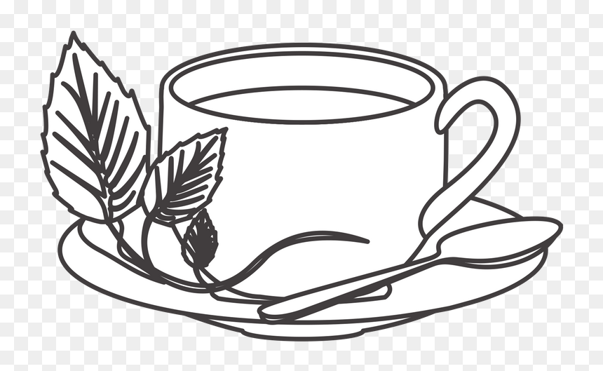 Чай Контур, HD Png Download - teacup drawing png