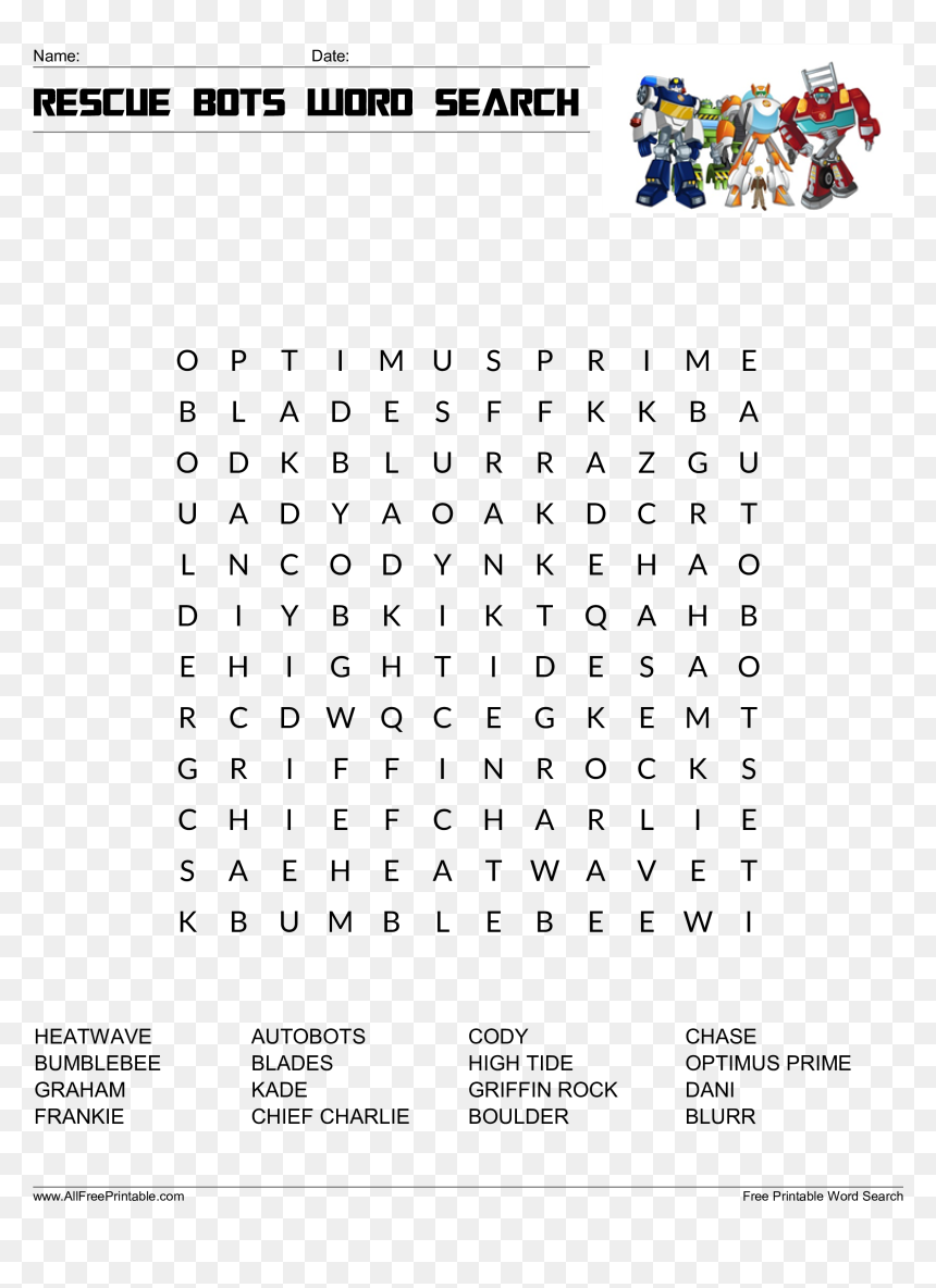French Months Word Search, HD Png Download - rescue bots png