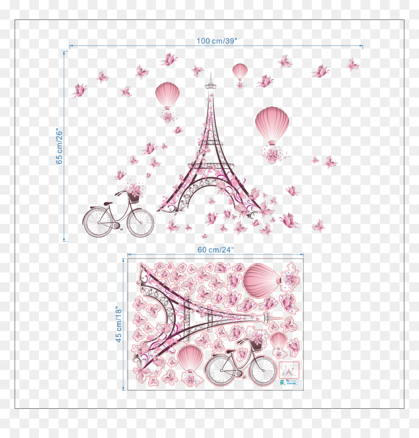 Pink Butterfly, HD Png Download - pink eiffel tower png
