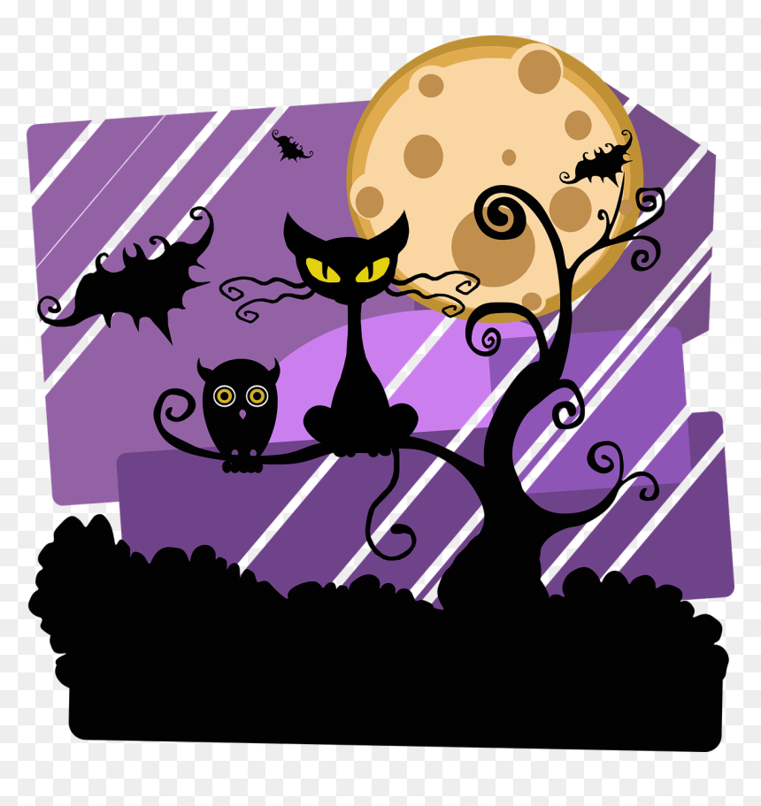 Halloween Scene Clip Art, HD Png Download - spooky moon png
