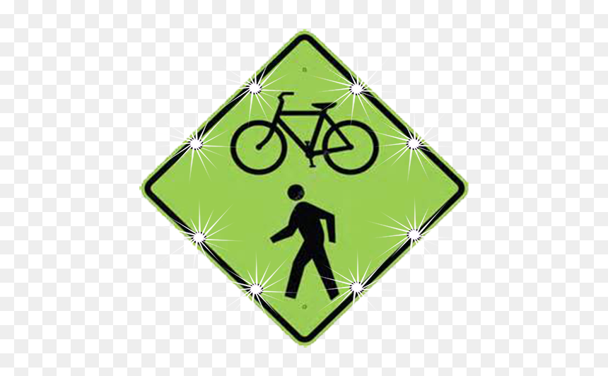 Bike And Pedestrian Sign, HD Png Download - green street sign png