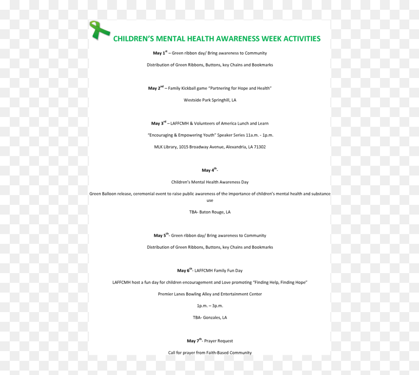 Document, HD Png Download - mental health awareness ribbon png
