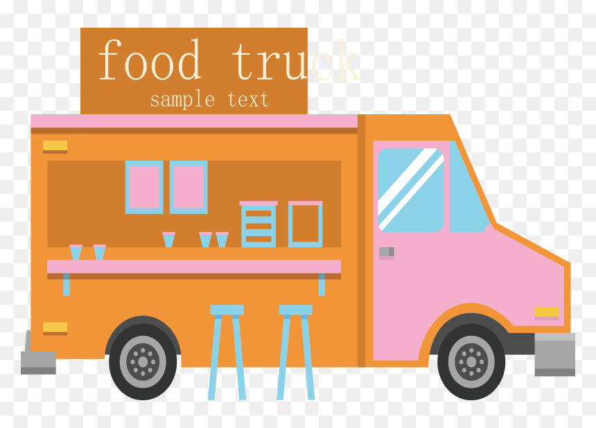 Cartoon Transparent Background Food Truck, HD Png Download - truck cartoon png