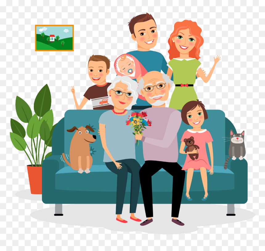 Old Family Clipart, HD Png Download - cartoon couch png
