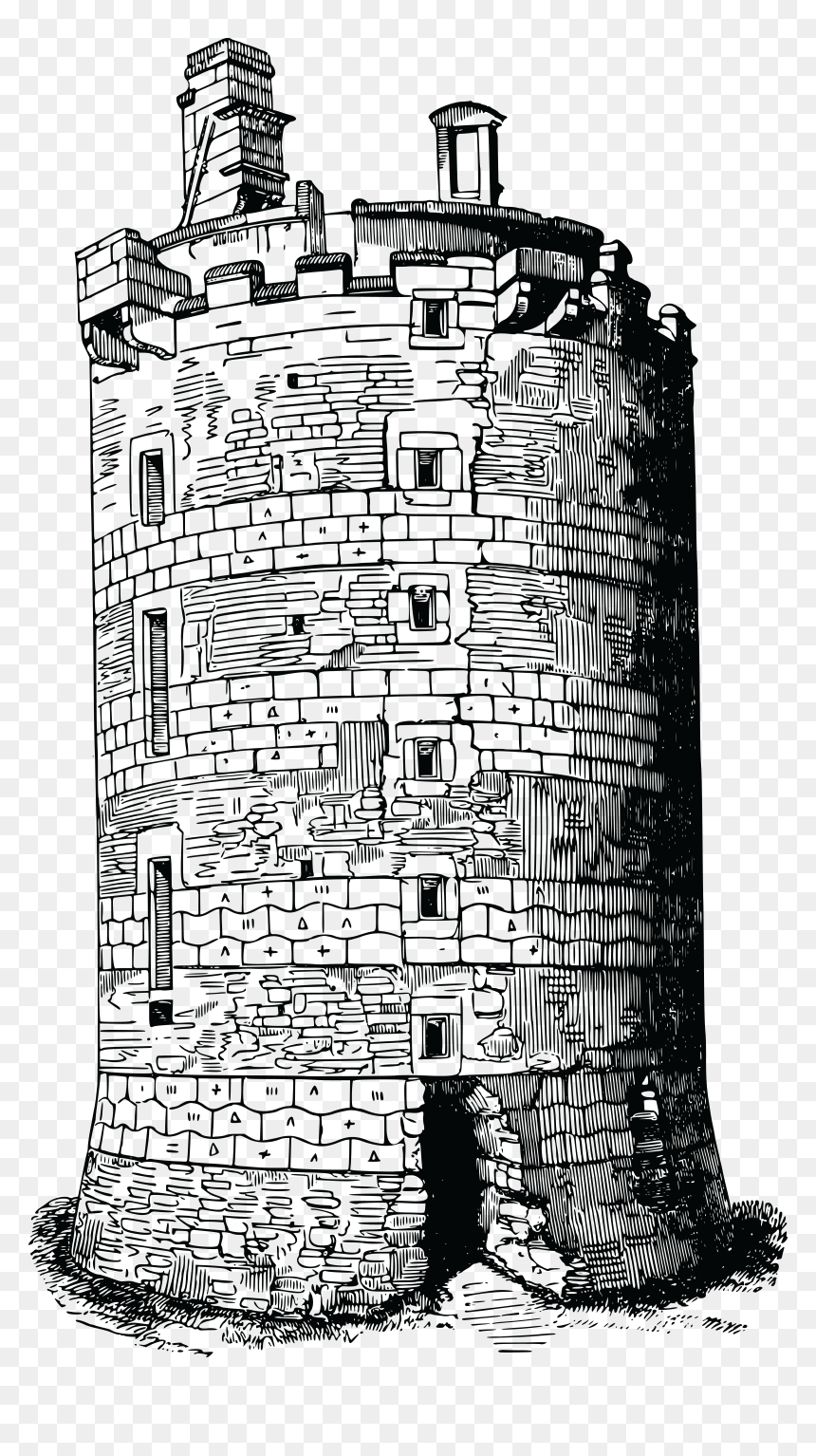 Tower Black And White Clipart, HD Png Download - medieval castle png