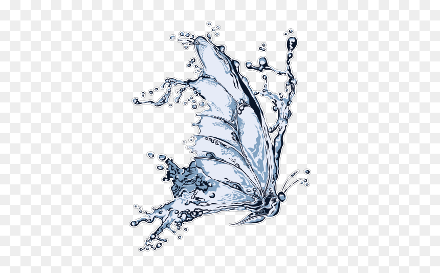 Butterfly Water Splash, HD Png Download - water splash background png