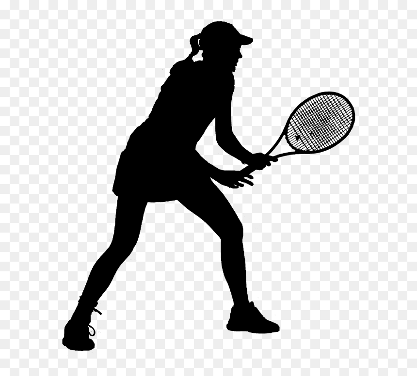 Tennis Player Girl Clipart, HD Png Download - badminton silhouette png