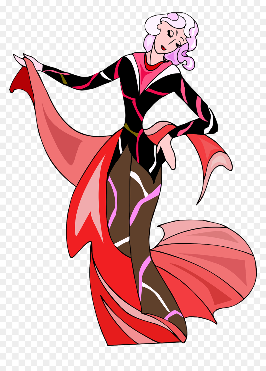 Book Lady Cartoon, HD Png Download - dancing woman png