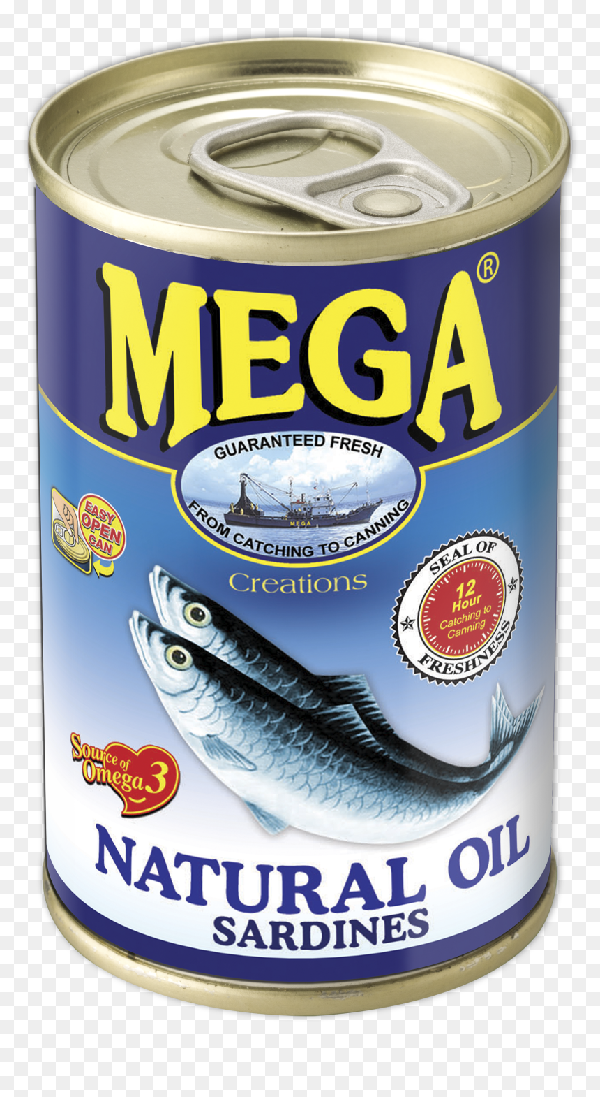 Mega Sardines In Natural Oil, HD Png Download - sardines png