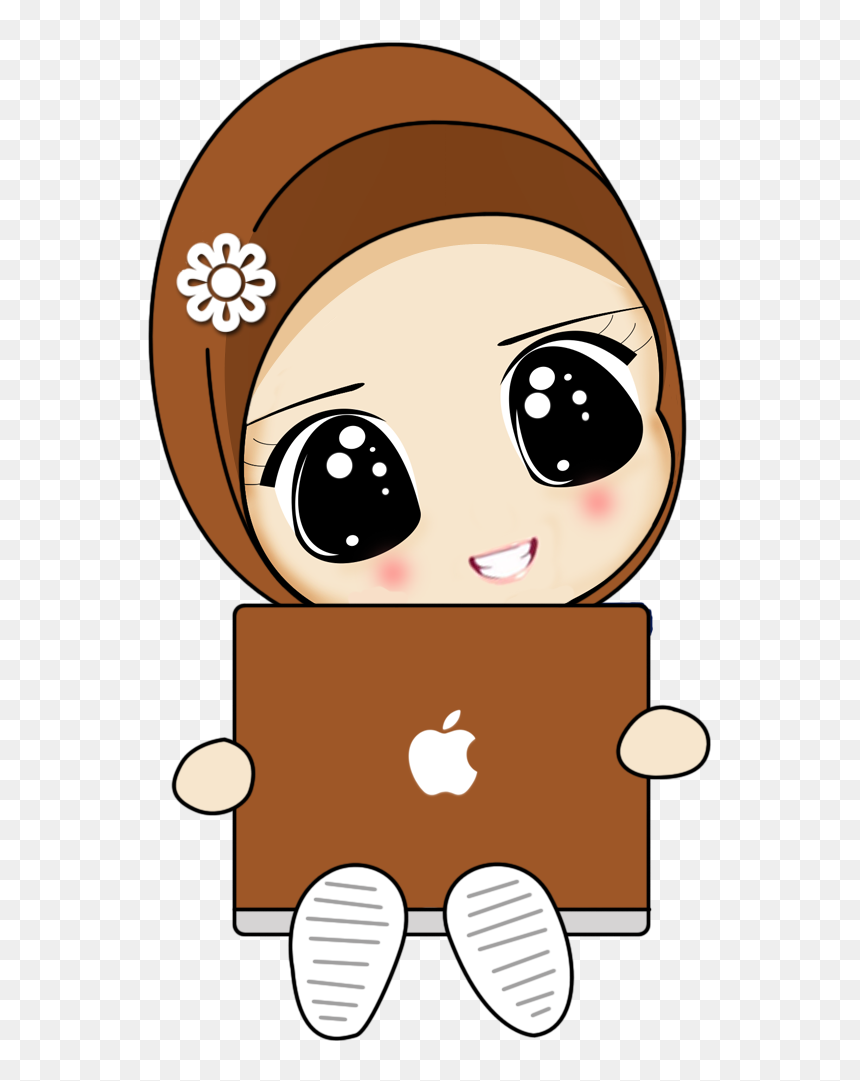 Drawing Girl Hijab Cute, HD Png Download - muslimah png
