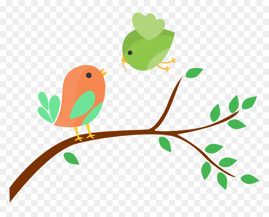 Pajaritos En Una Rama Dibujo, HD Png Download - pajaritos png